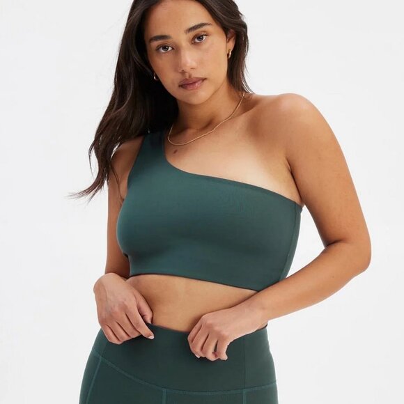 Girlfriend Collective Moss Bianca One Shoulder Bra - Picture 1 of 5